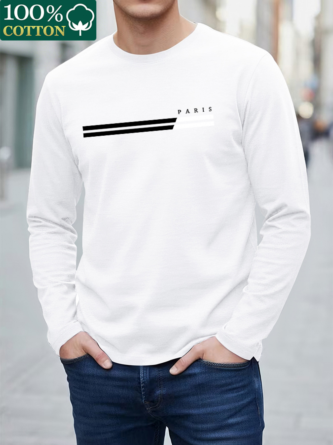 100% 면 소재, 남성용 라운드넥 긴팔 티셔츠, 넉넉 - Undershirt Crew Neck 리뷰 및 가격
